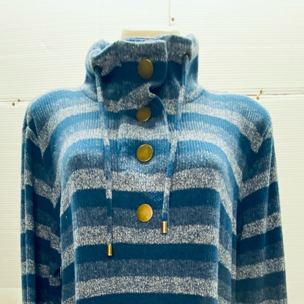 * Ruby Rd. Mens size large button 1/3 front layering pull over sweater striped - Picture 8 of 11